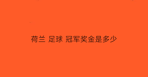 荷兰足球冠军奖金是多少(荷兰足球冠军奖金是多少钱)